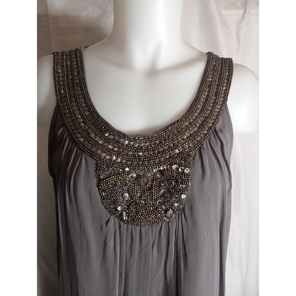 Zara Basics Women Grey Bubble Hem Decorative Scoop Neck Dress Size‎ M - Picture 2 of 9